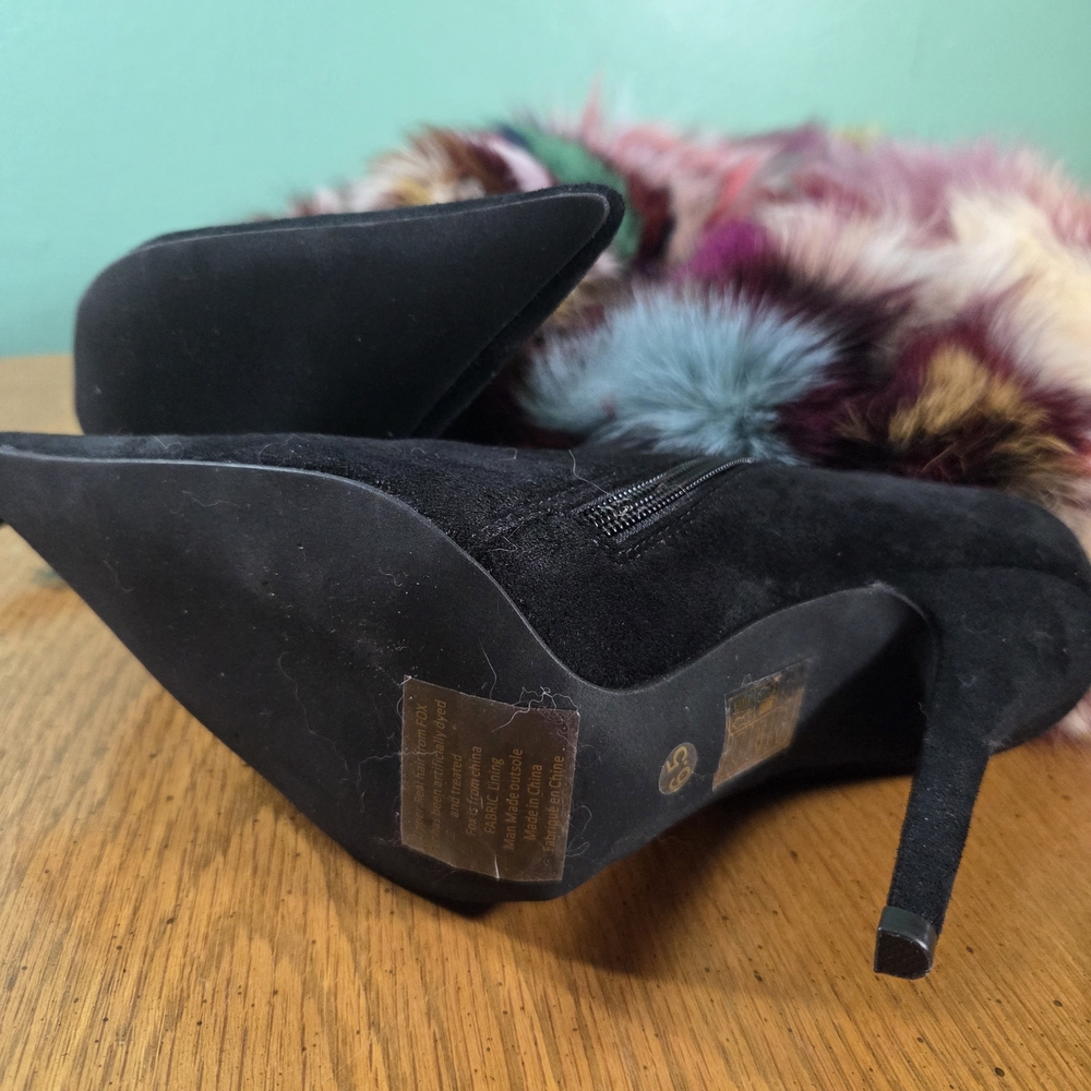 JEFFREY CAMPBELL Gamor Genuine Rabbit Fur Boot Like New Size 6.5 Without Box - Picture 8 of 11